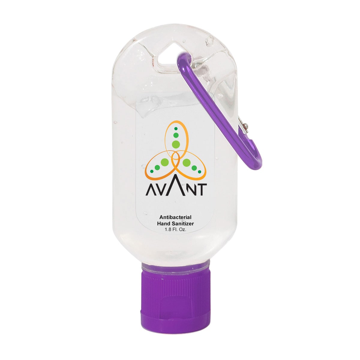 1.8oz Hand Sanitizer with Carabiner Hand Sanitizer Hit Promo Purple Single Color 
