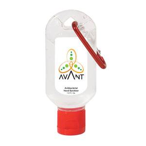 1.8oz Hand Sanitizer with Carabiner Hand Sanitizer Hit Promo Red Single Color 