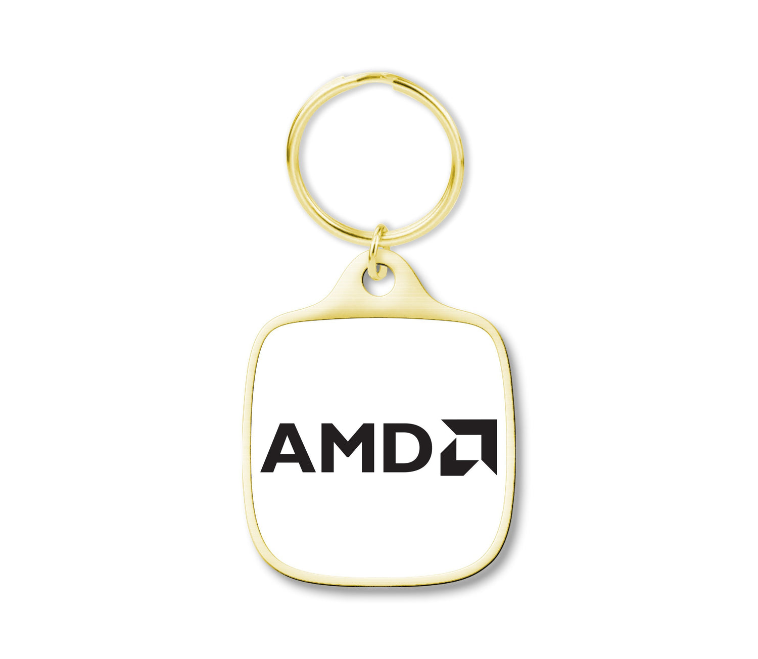 Custom Digitally Printed Made in USA Keychains Rounded Square 1.3 in. Gold 