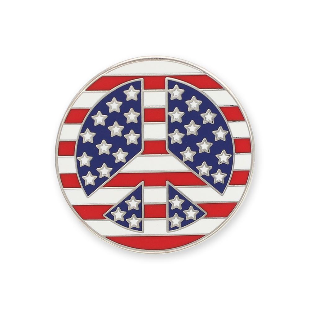 American Flag Peace Sign Enamel Lapel Pin Pin WizardPins 1 Pin 