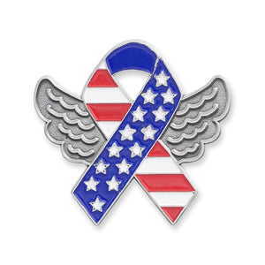American Flag Ribbon with Wings Enamel Lapel Pin Pin WizardPins 1 Pin 