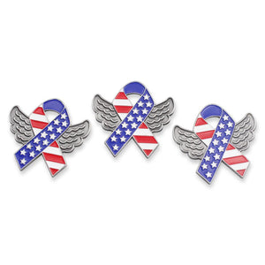 American Flag Ribbon with Wings Enamel Lapel Pin Pin WizardPins 5 Pins 