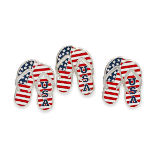 American Flag USA Flip Flops Enamel Lapel Pin Pin WizardPins 5 Pins 