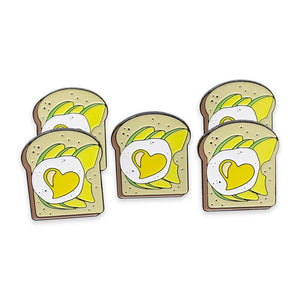 Avocado Toast Sunny Side Egg Heart Enamel Pin Pin WizardPins 10 Pins 