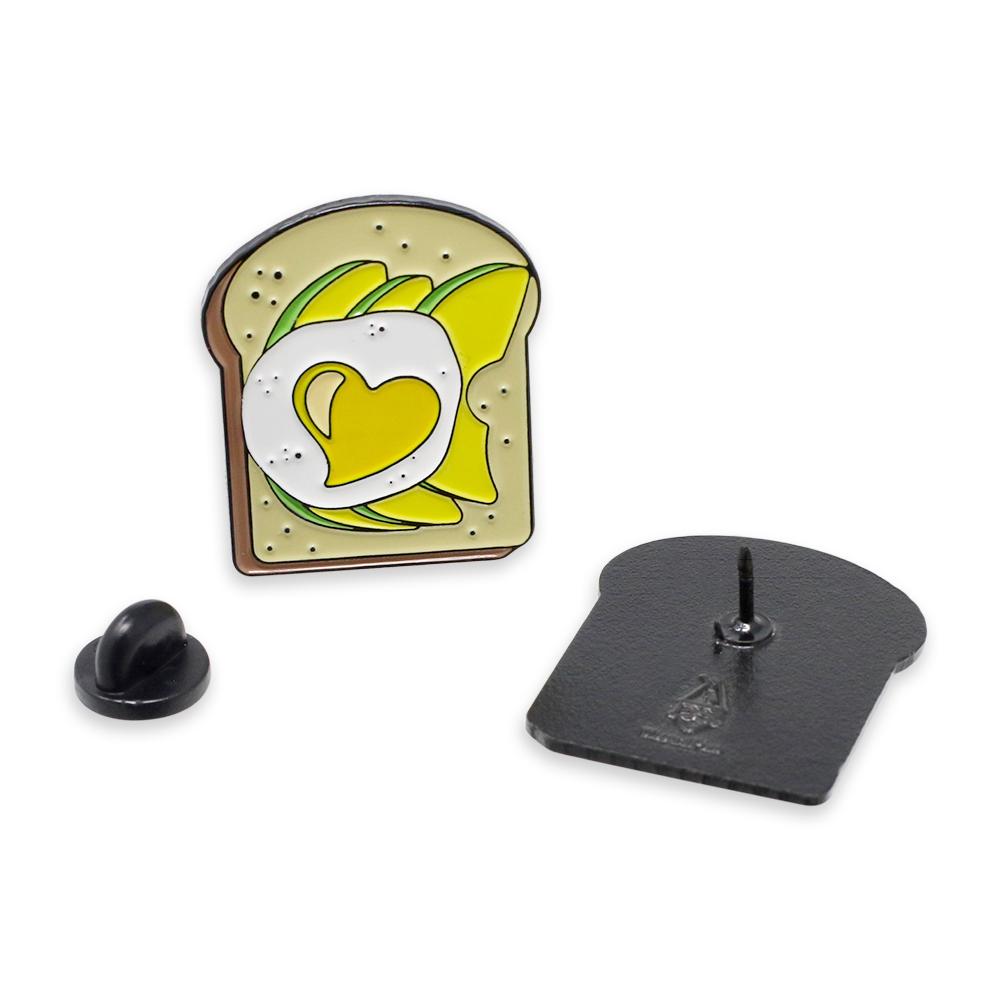 Avocado Toast Sunny Side Egg Heart Enamel Pin Pin WizardPins 25 Pins 
