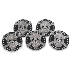 Bad to The Bone Skull and Bones Antique Silver Enamel Lapel Pin Pin WizardPins 5 Pins 
