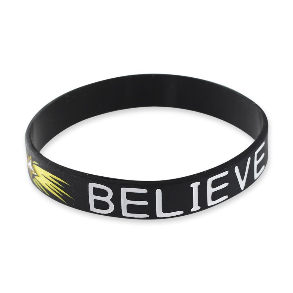Believe Motivational Black Silicone Wristband Wristband WizardPins 1 Wristband 