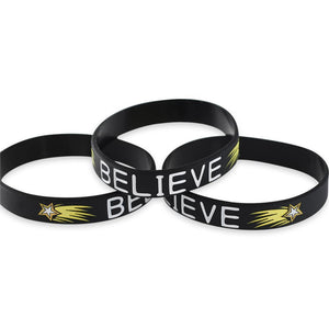 Believe Motivational Black Silicone Wristband Wristband WizardPins 5 Wristbands 