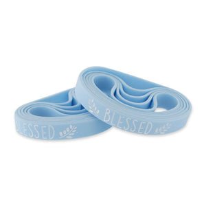 Blessed Inspirational Blue Silicone Wristband White Lettering Wristband WizardPins 10 Wristbands 