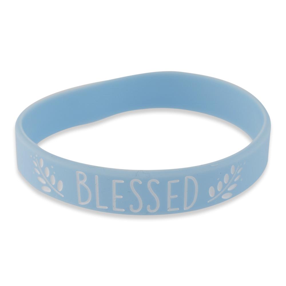 Blessed Inspirational Blue Silicone Wristband White Lettering Wristband WizardPins 1 Wristband 