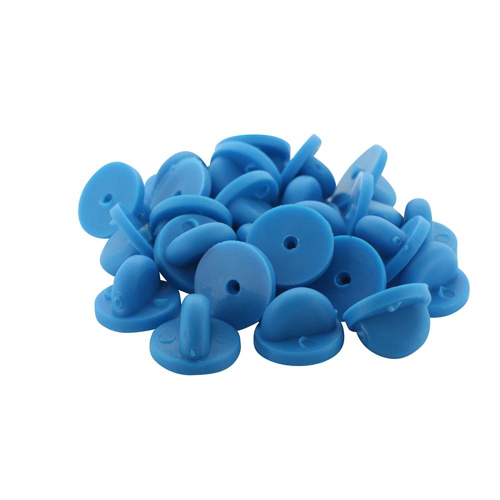 Blue Rubber Pin Backers PVC Butterfly Clutches
