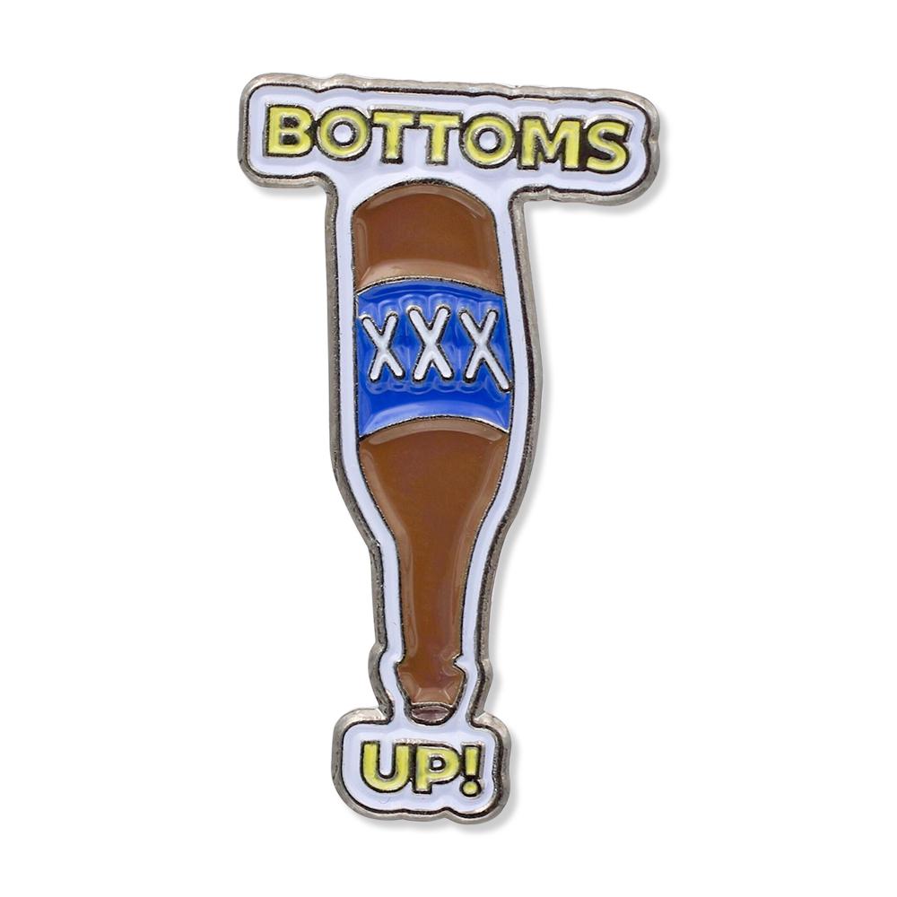 Bottoms Up Drink Beer Bottle Enamel Pin Pin WizardPins 1 Pin 