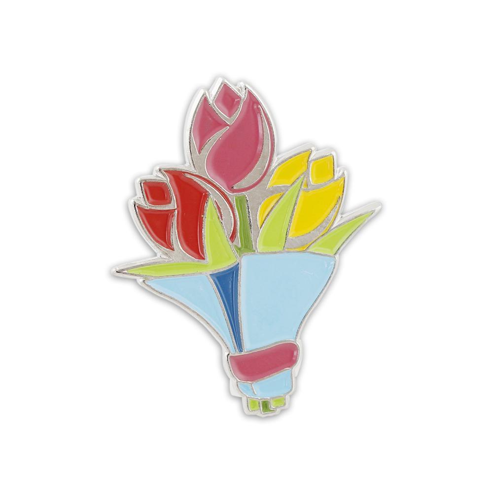 Bouquet of Colorful Flowers Emoji Enamel Lapel Pin Pin WizardPins 1 Pin 