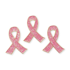 Glitter Breast Cancer Awareness Pin Gold Enamel Lapel Pin Pin WizardPins 100 Pins 