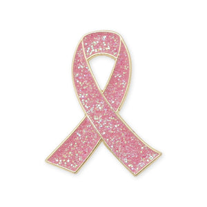Glitter Breast Cancer Awareness Pin Gold Enamel Lapel Pin Pin WizardPins 50 Pins 