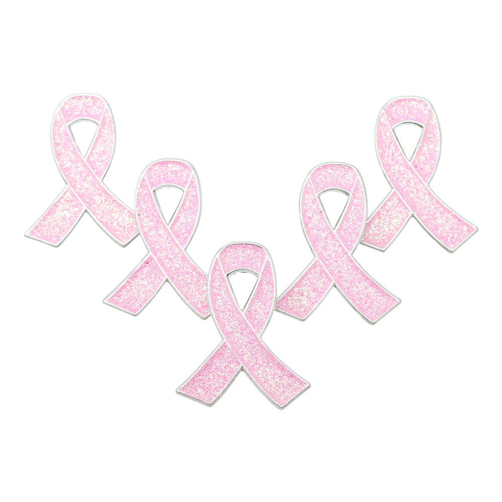 Glitter Breast Cancer Awareness Pin Silver Enamel Lapel Pin Pin WizardPins 50 Pins 