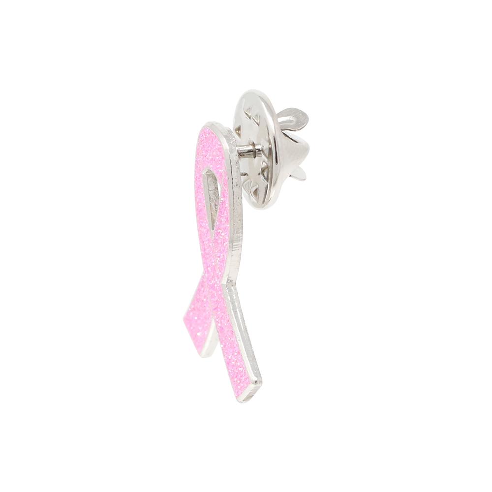 Glitter Breast Cancer Awareness Pin Silver Enamel Lapel Pin Pin WizardPins 5 Pins 