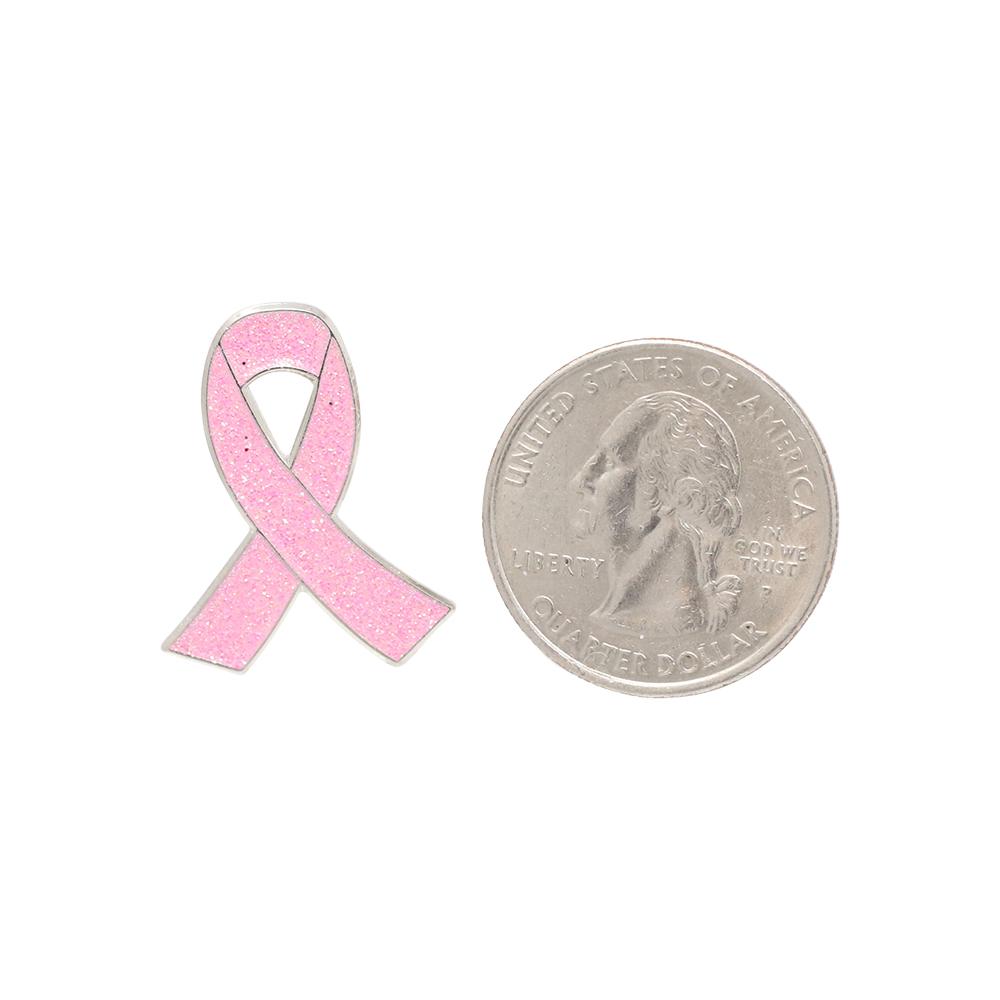 Glitter Breast Cancer Awareness Pin Silver Enamel Lapel Pin Pin WizardPins 100 Pins 