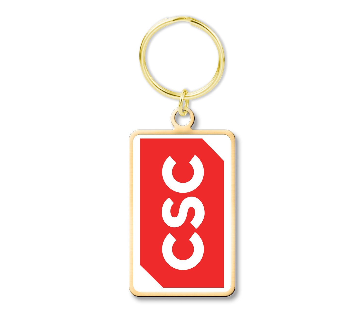 Custom Digitally Printed Made in USA Keychains Big Rectangle 1.7 in. x 1 in. Gold 