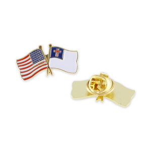 Christian x USA Double Flag Gold Plated Enamel Diestruck Lapel Pin Pin WizardPins 5 Pins 