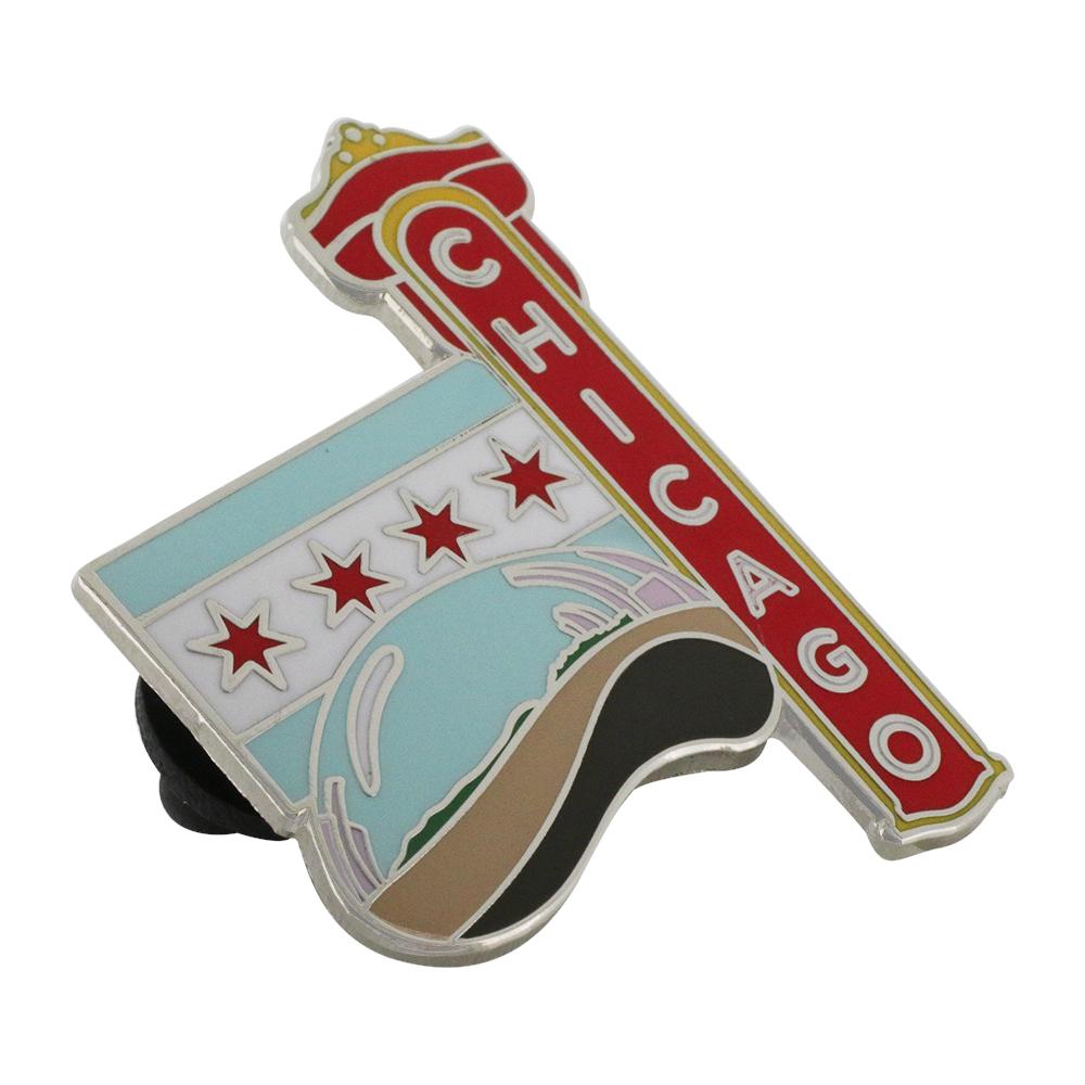 Chicago Cloud Gate Theater Sign Souvenir Pin Pin WizardPins 1 Pin 