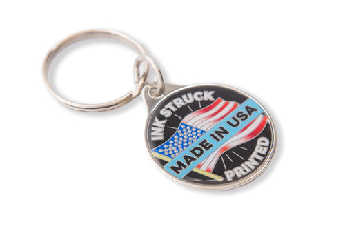Custom Dimensionally Printed Made in USA Keychains Circle 1.5" Silver 