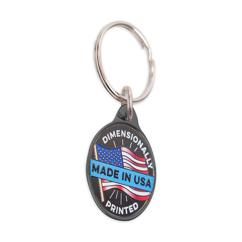 Custom Dimensionally Printed Made in USA Keychains Circle 1.5" Black 