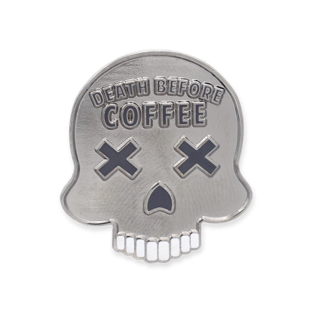 Death Before Coffee Skull Hard Enamel Lapel Pin Pin WizardPins 1 Pin 