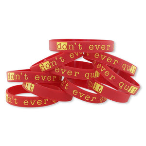 Don't Ever Quit Motivational Red Silicone Wristband Black Lettering Wristband WizardPins 10 Wristbands 