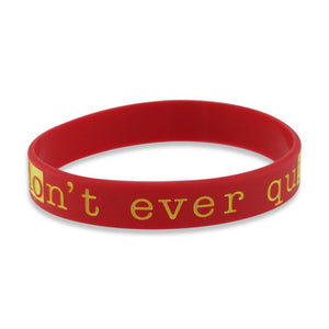 Don't Ever Quit Motivational Red Silicone Wristband Black Lettering Wristband WizardPins 1 Wristband 