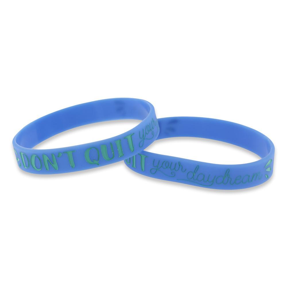 Don't Quit Your Daydream Motivational Blue Silicone Wristband Wristband WizardPins 10 Wristbands 