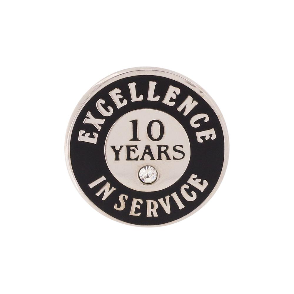 Excellence in Service 10 Year Hard Enamel Silver Lapel Pin Pin WizardPins 5 Pins 