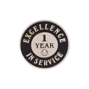 Excellence in Service 1 Year Hard Enamel Silver Lapel Pin Pin WizardPins 1 Pin 