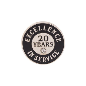 Excellence in Service 20 Year Hard Enamel Silver Lapel Pin Pin WizardPins 5 Pins 