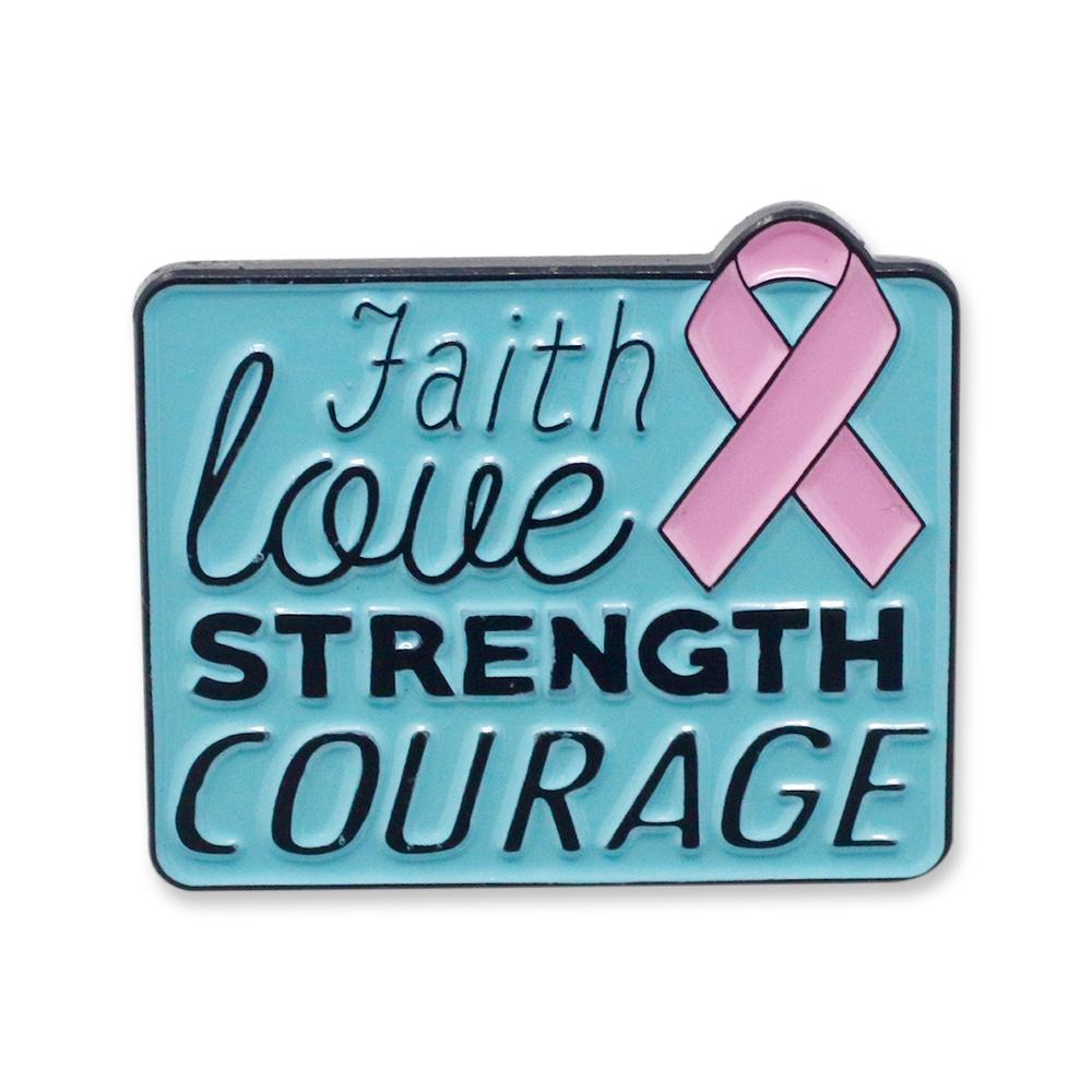 Faith Love Strength Courage Breast Cancer Pink Ribbon Enamel pin Pin WizardPins 5 Pins 