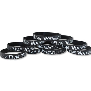 Fear Nothing Motivational Black Silicone Wristband Wristband WizardPins 10 Wristbands 