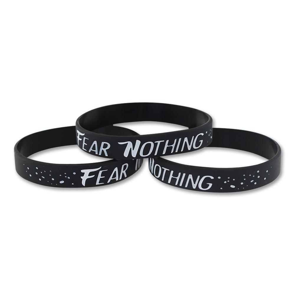 Fear Nothing Motivational Black Silicone Wristband Wristband WizardPins 3 Wristbands 