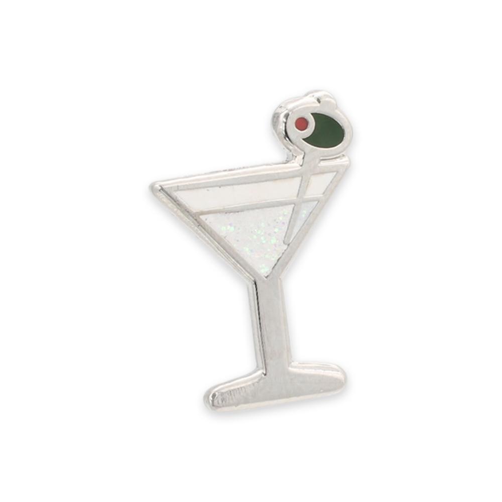 Martini Drink with Olive Glitter Hard Enamel Lapel Pin Pin WizardPins 1 Pin 