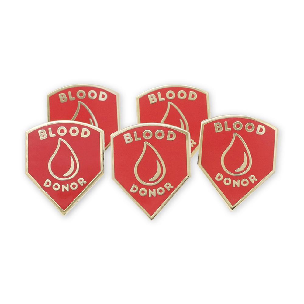 Blood Donor Shield Gold Plated Enamel Pin Pin WizardPins 10 Pins 