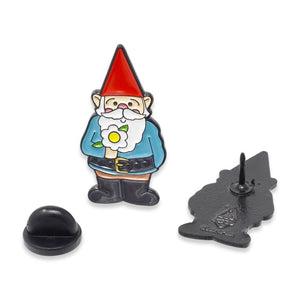 Happy Garden Gnome Holding Daisy Flower Enamel Pin Pin WizardPins 5 Pins 