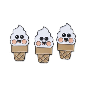 Happy Smiling Ice Cream Cone Enamel Pin Pin WizardPins 10 Pins 