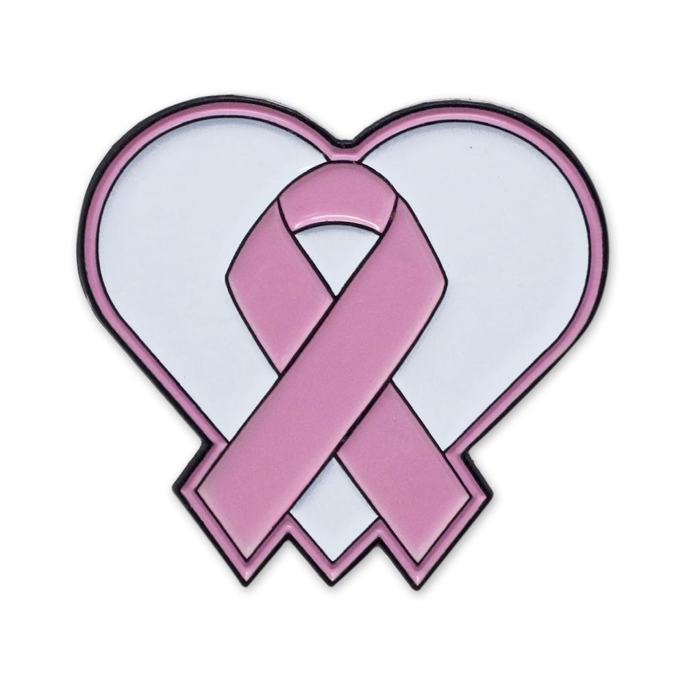 Heart Pink Ribbon Breast Cancer Awareness Enamel Pin Pin WizardPins 1 Pin 