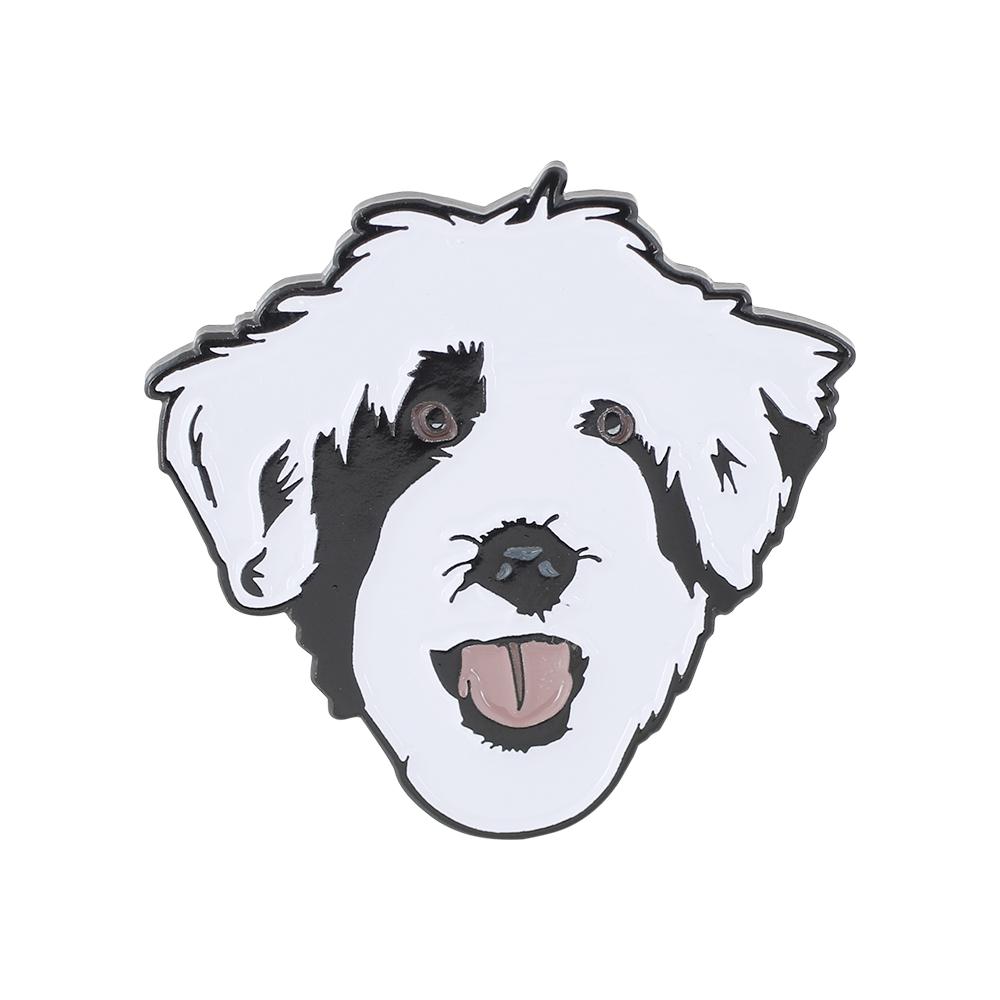 Cute Puppy Black & White Emoji Dog Enamel Lapel Pin Pin WizardPins 1 Pin 