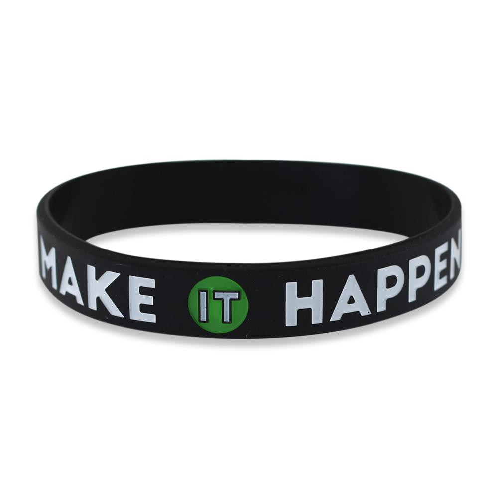 Make It Happen Motivational Black Silicone Wristband Wristband WizardPins 1 Wristband 