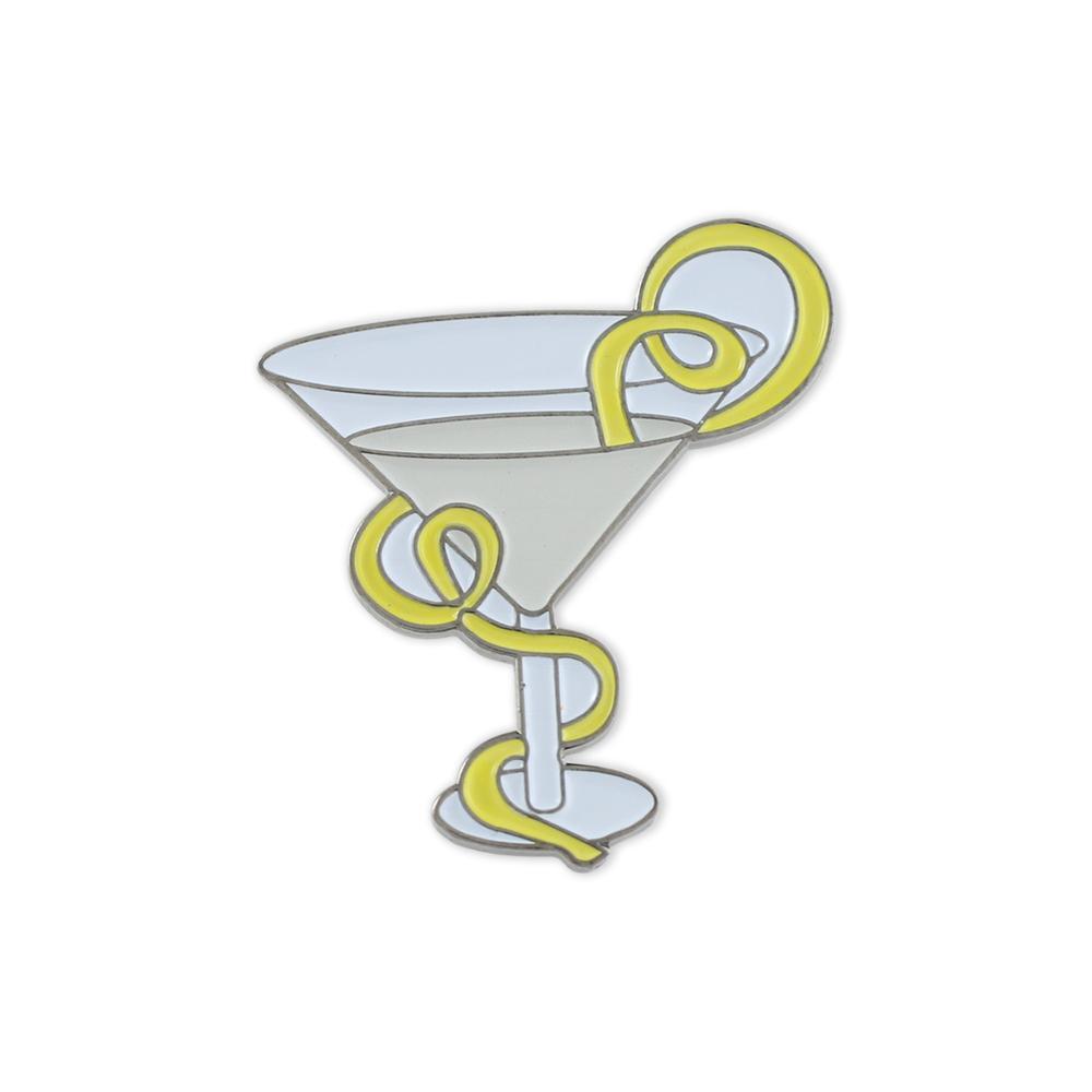 Martini with A Lemon Twist Enamel Diestruck Lapel Pin Pin WizardPins 1 Pin 