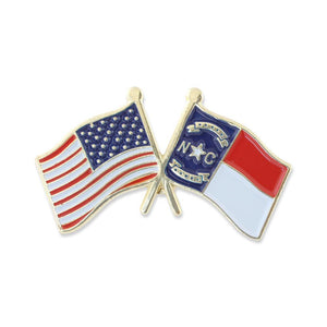 USA and North Carolina Flag Enamel Lapel Pin Pin WizardPins 1 Pin 
