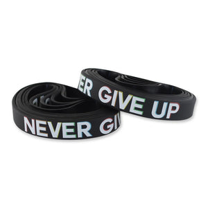 Never Give Up Motivational Black Silicone Wristband Colored Lettering Wristband WizardPins 10 Wristbands 