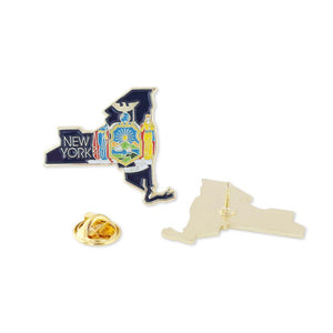 New York State Shape Outline and New York State Flag Lapel Pin Pin WizardPins 10 Pins 