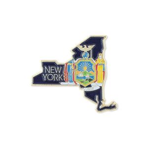 New York State Shape Outline and New York State Flag Lapel Pin Pin WizardPins 1 Pin 