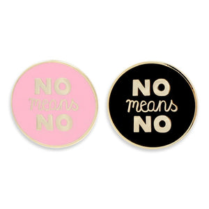 No Means No Consent Slogan Enamel Pins Pin WizardPins Set of 2 